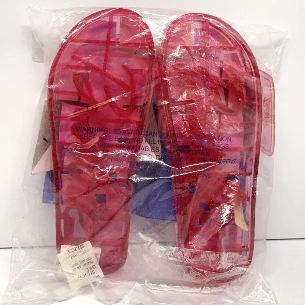Barbie Avon Girls Pink Sandals Slides Jelly Glitter Sandals Girls Size XL (2/3)